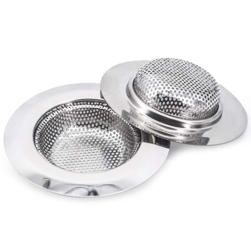 BESSEEK Kitchen Sink Strainer Stainless Steel Sink Strainer with Large Wide Rim 4.5" for Mesh Sink Strainer, Bathroom, Slop, Laundry, RV, Lavatory, Large (Pack of 2) - Image 1